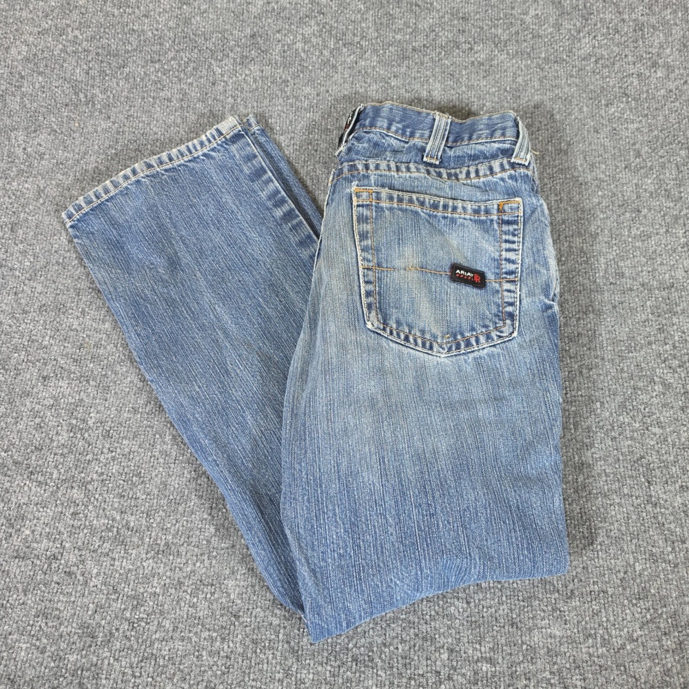 Ariat FR M4 Low Rise Boot Cut Jeans Mens Blue Tagged 33x32 Actual 32x27